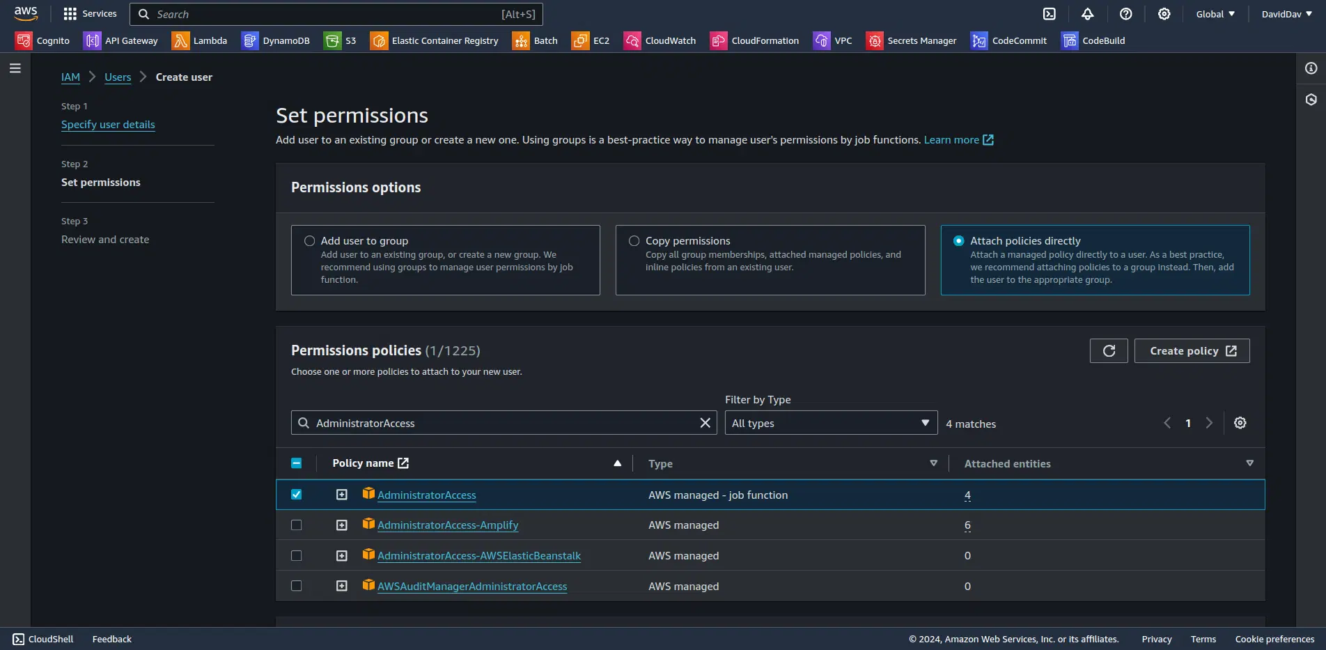 Set Permissions AWS